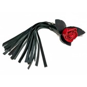 Черная кожаная плеть Красная Роза 40 см, BA54074