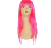 Карнавальный парик, длинные прямые волосы, цвет розовый, 3467287