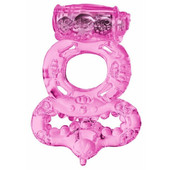 Розовое виброкольцо с поддержкой мошонки Toyfa, 818037-3